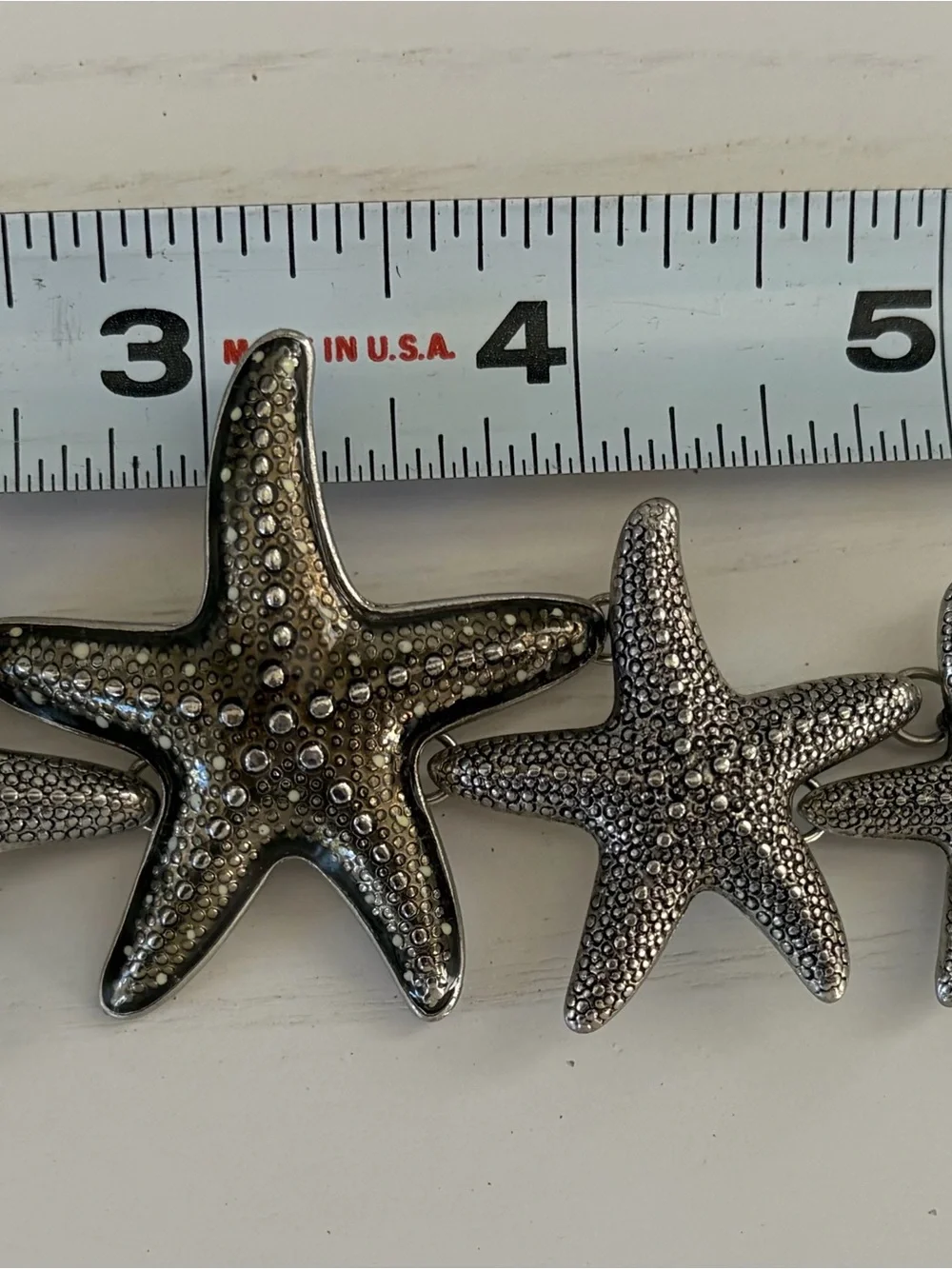 Starfish Link Bracelet in Antique Silver Tone